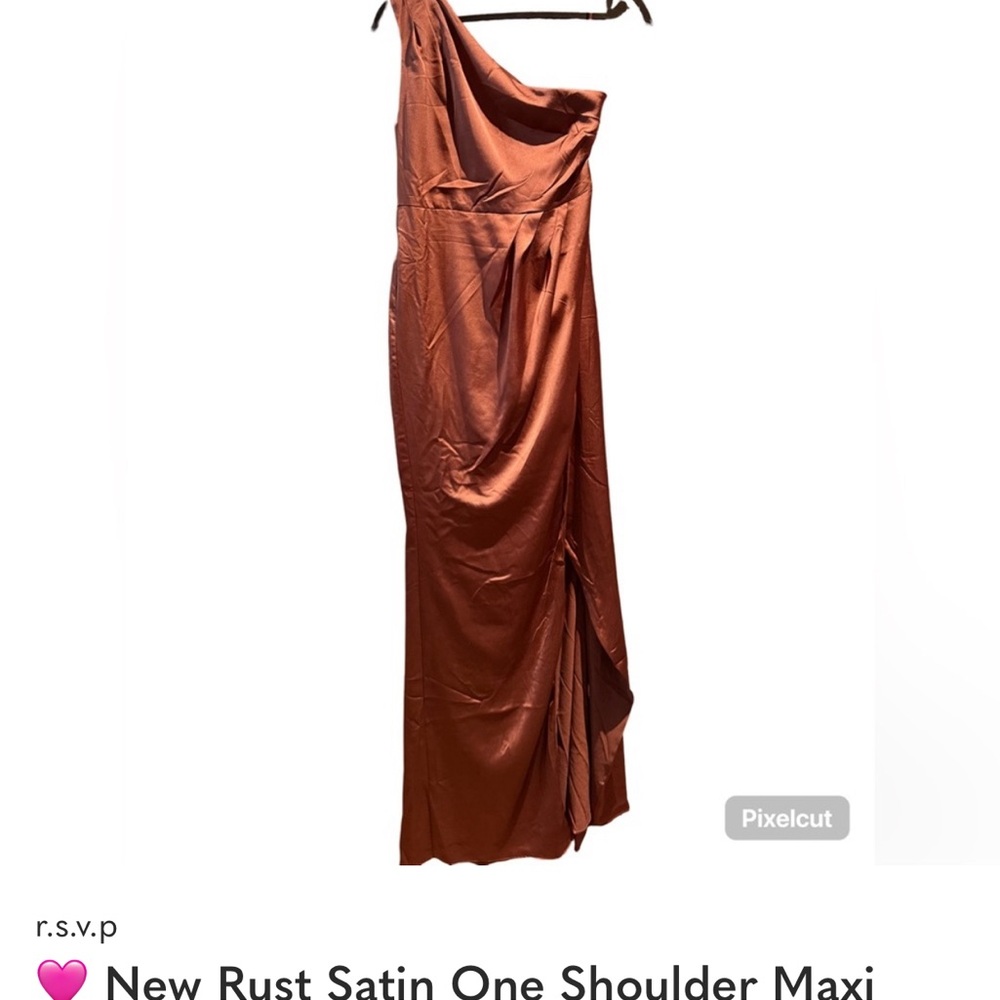 Rust Satin One Shoulder Maxi Dress